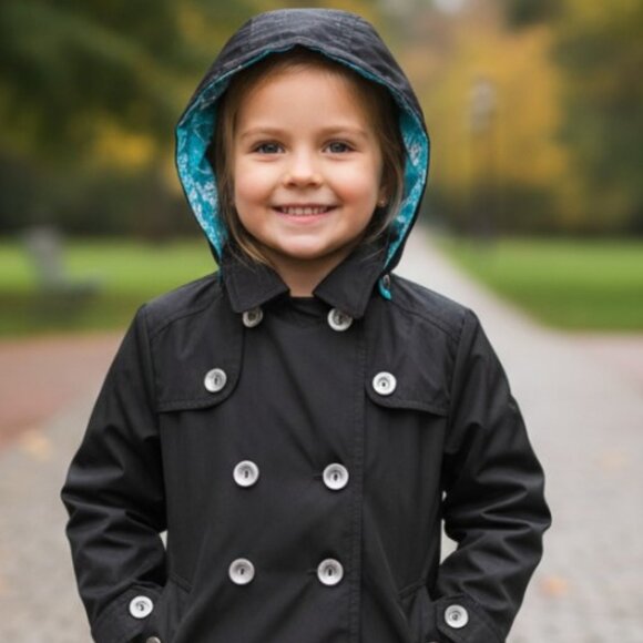 London Fog Double-Breasted Lightweight Hooded Coat size 5-6 - Picture 7 of 7